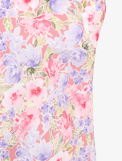 Top satiné à dos nu et imprimé floral style aquarelle - Rose - 3