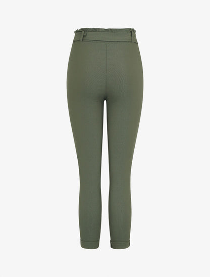 Pantalon paper bag slim taille haute - Kaki - 2