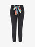 Pantalon slim à noeud fleuri - Noir - 1