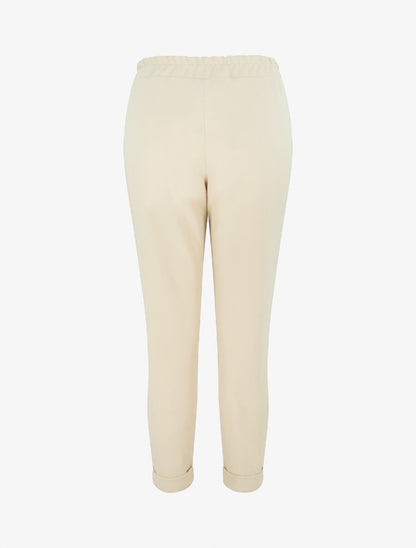 Pantalon slim à noeud fleuri - Beige - 2