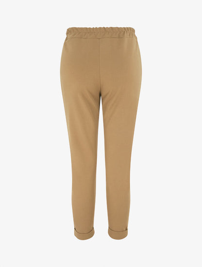 Pantalon slim à noeud fleuri - Camel - 2