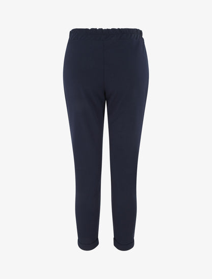 Pantalon slim à noeud fleuri - Marine - 2