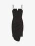 Robe ajustée unie effet drapé - Noir - 1