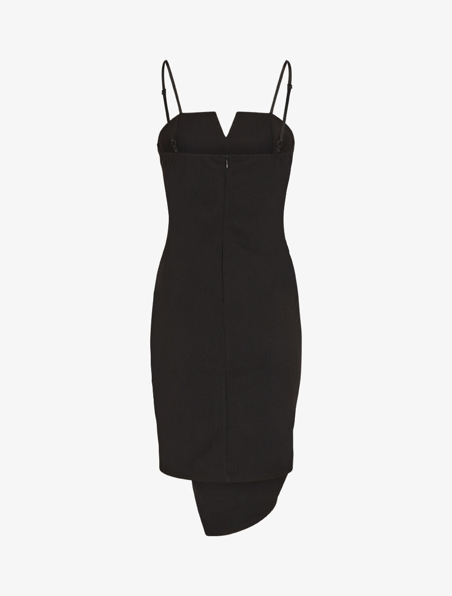 Robe ajustée unie effet drapé - Noir - 2