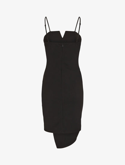 Robe ajustée unie effet drapé - Noir - 2