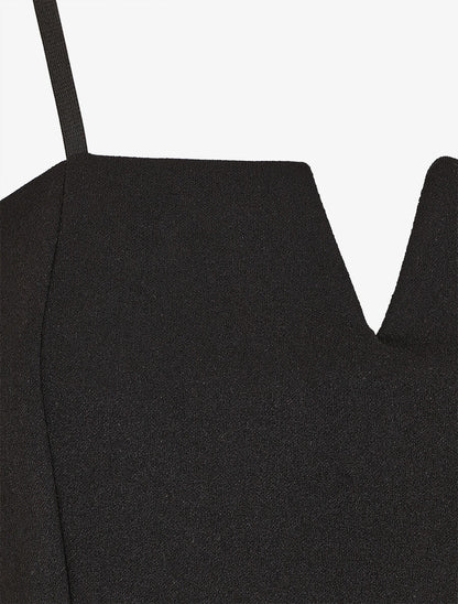 Robe ajustée unie effet drapé - Noir - 3