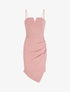 Robe ajustée unie effet drapé - Rose - 5