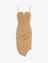 Robe ajustée unie effet drapé - Camel - 1