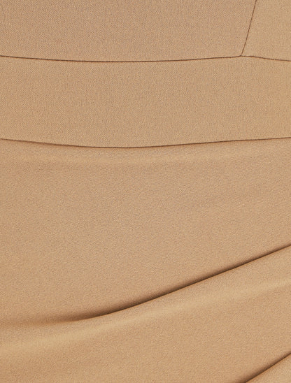 Robe ajustée unie effet drapé - Camel - 3