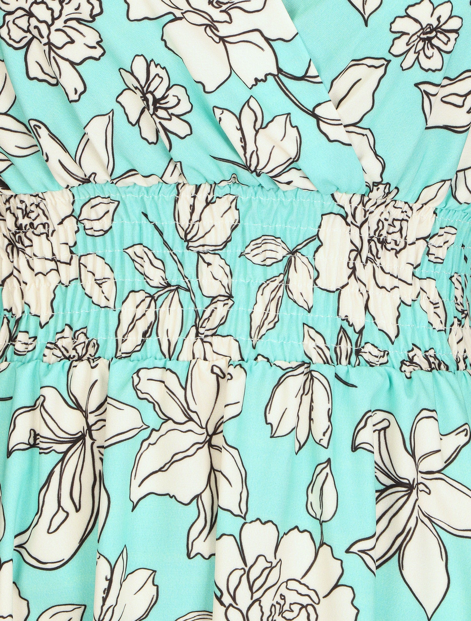 Robe fleuri à taille élastiquée - Vert d&