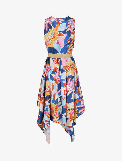 Robe asymétrique à imprimé tropical - Marine - 2