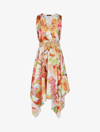 Robe asymétrique à imprimé tropical - Beige - 5