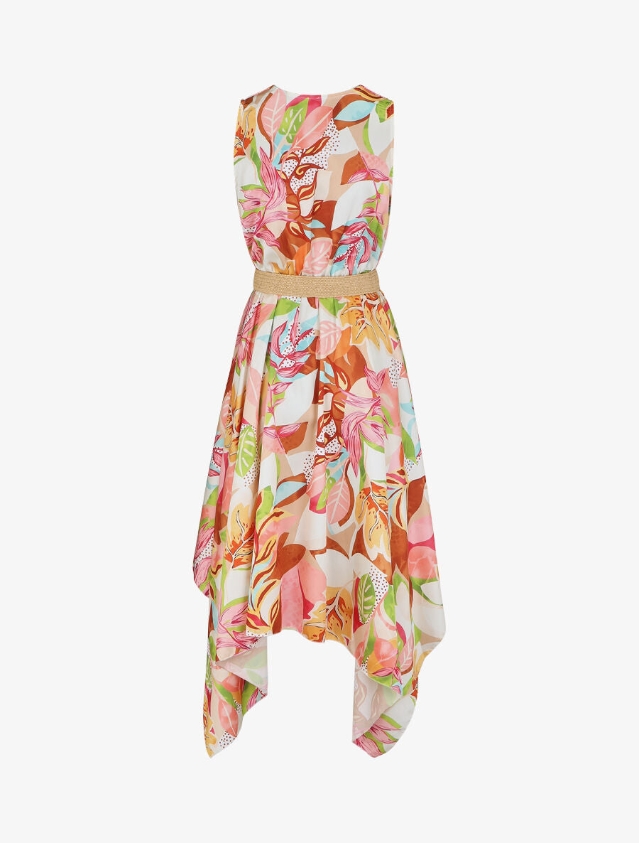 Robe asymétrique à imprimé tropical - Beige - 2