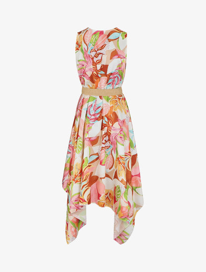 Robe asymétrique à imprimé tropical - Beige - 2