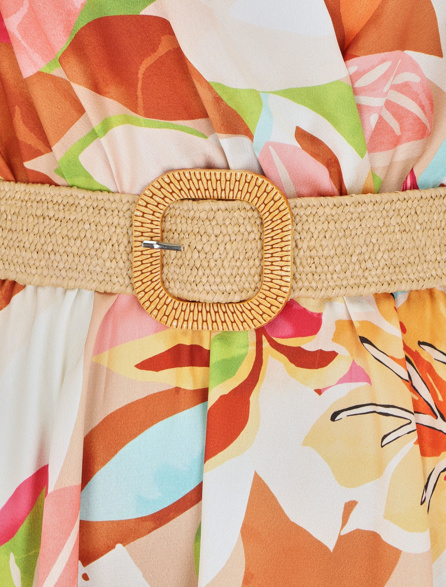 Robe asymétrique à imprimé tropical - Beige - 3