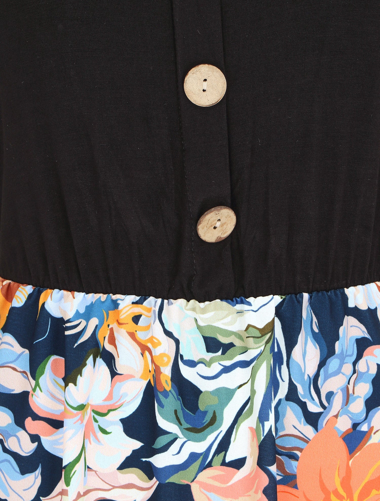 Robe longue fleurie et évasée sans manches - Bleu - 3