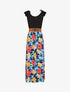 Robe longue évasée sans manches imprimé fleurs de lys - Marine - 5