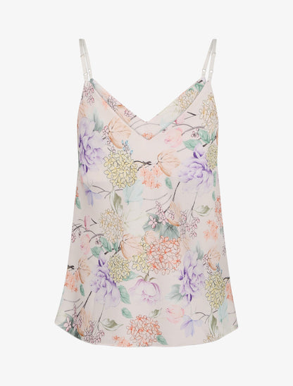 Caraco satiné à imprimé hortensias - Beige - 2