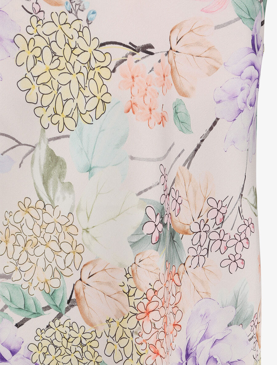 Caraco satiné à imprimé hortensias - Beige - 3