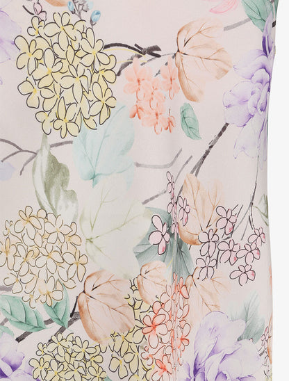 Caraco satiné à imprimé hortensias - Beige - 3