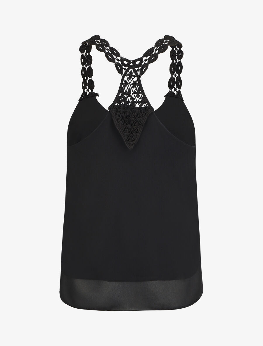Top droit bretelles en crochet - Noir - 2