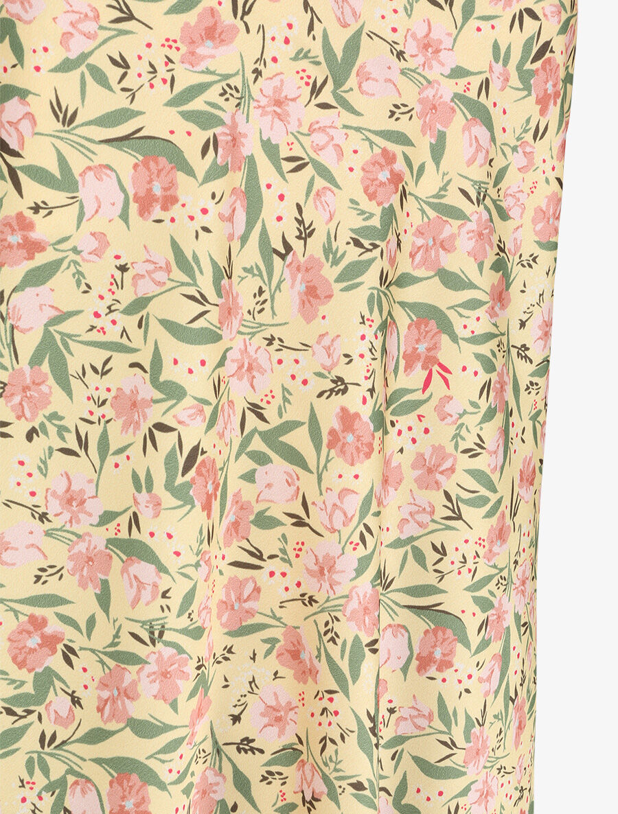 Top satiné à dos nu et imprimé tulipes - Jaune pâle - 3