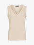 Top droit sans manches col V - Beige - 1
