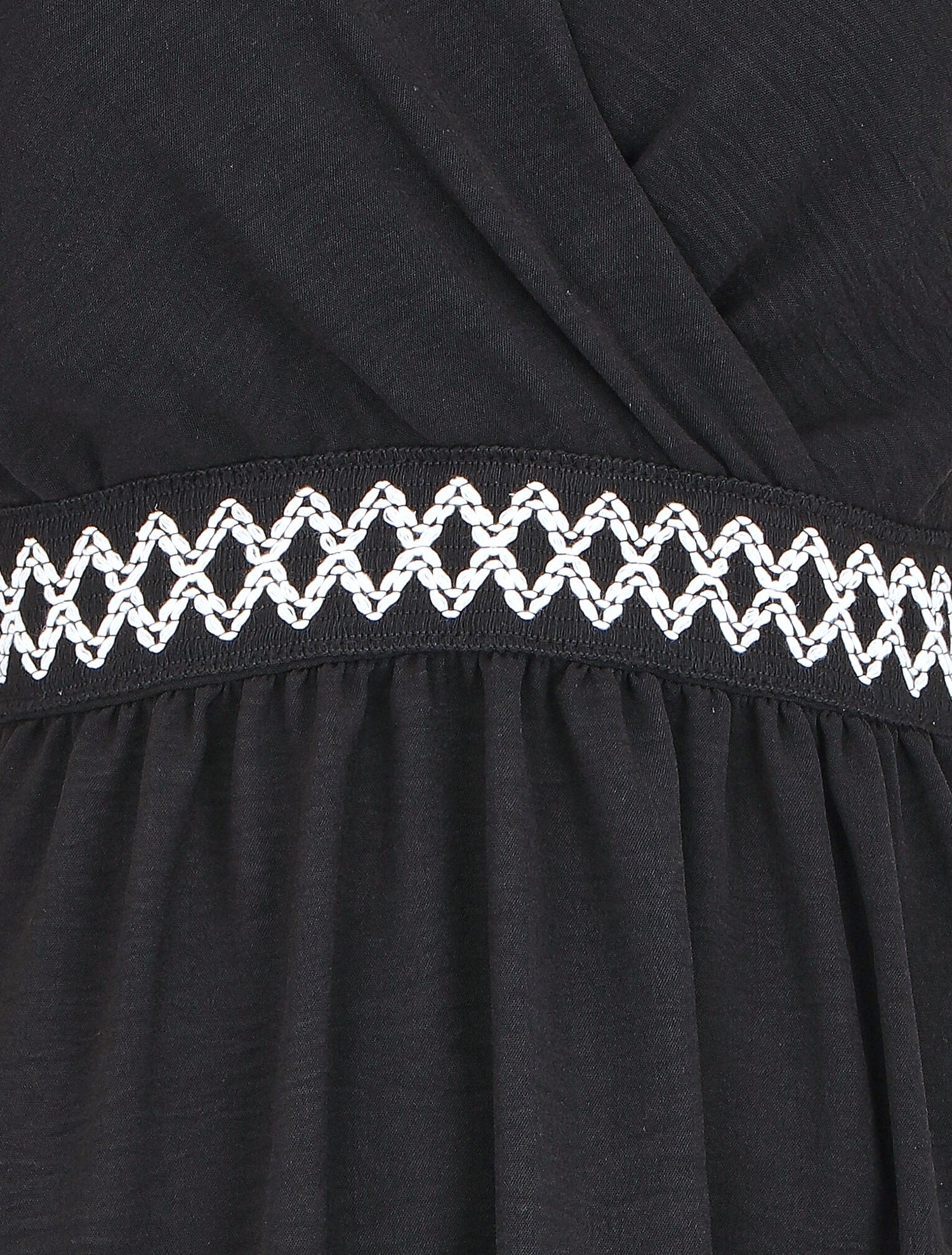 Robe uni à taille élastiquée - Noir - 3