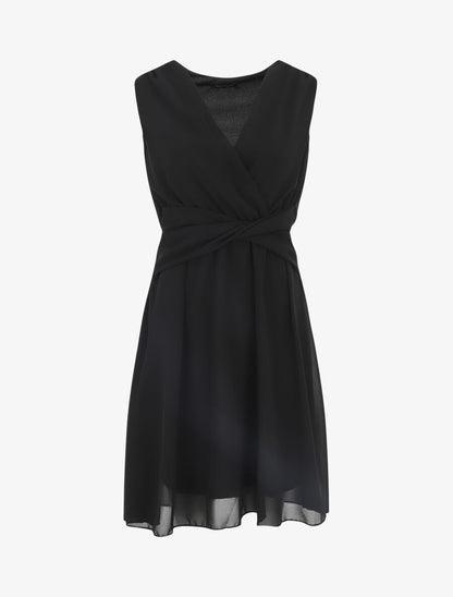Robe fluide sans manches évasée - Noir - 1