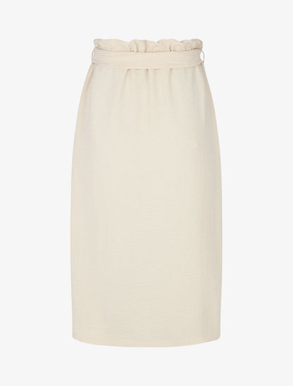 Jupe mi-longue droite taille haute - Beige - 2
