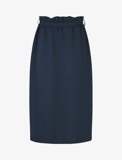 Jupe mi-longue droite taille haute - Marine - 2