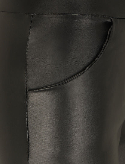 Pantalon ciré slim taille haute - Noir - 3