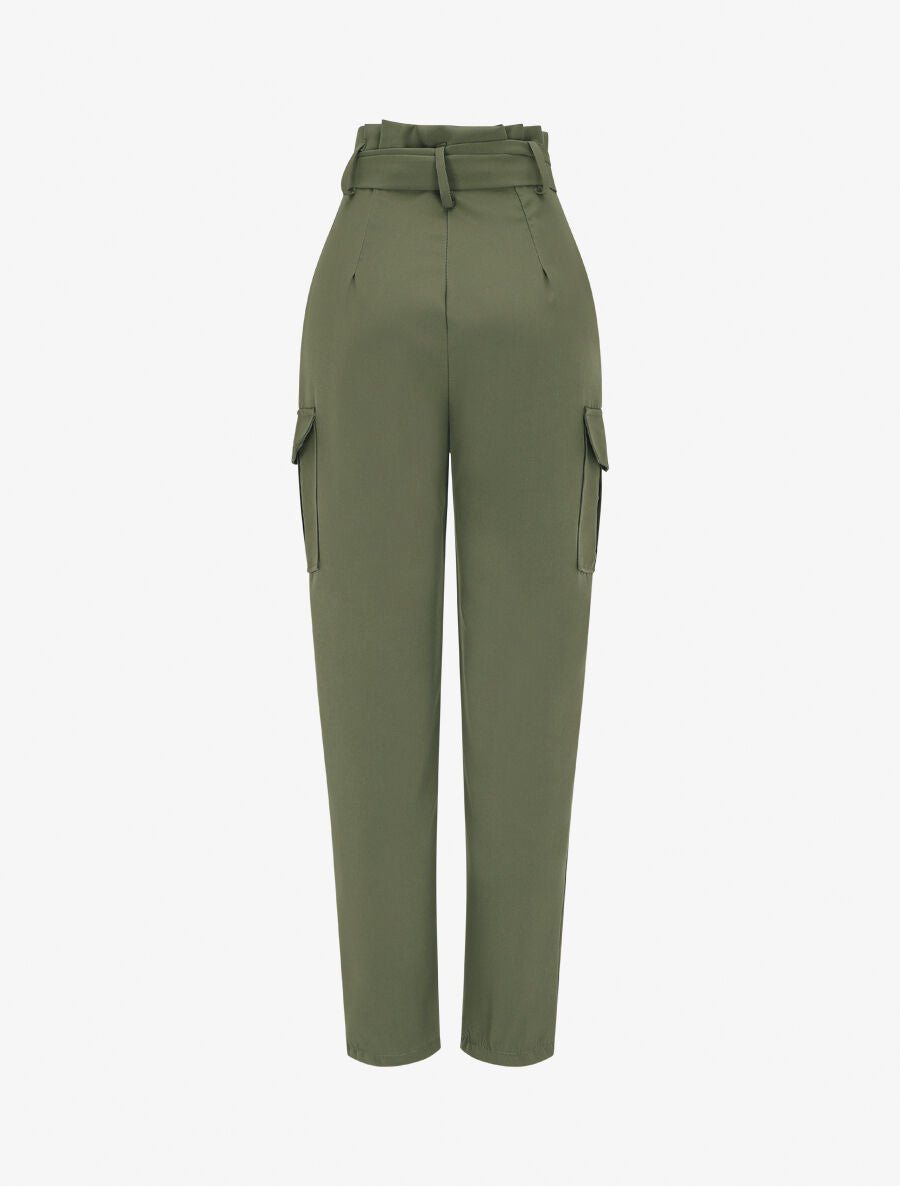 Pantalon cargo taille haute - Kaki - 2
