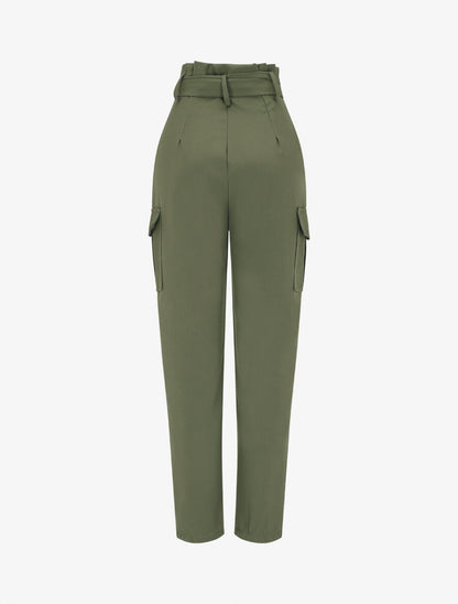 Pantalon cargo taille haute - Kaki - 2
