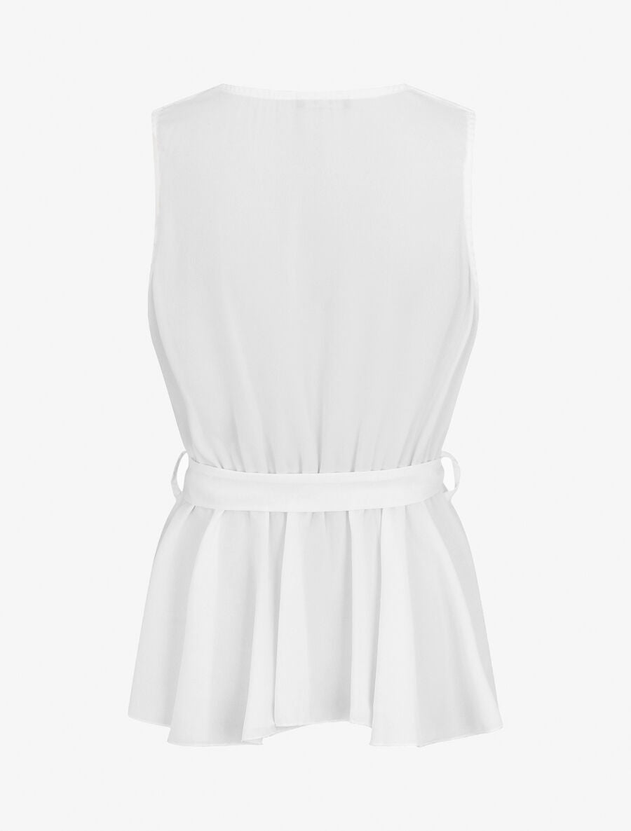 Top péplum sans manches - Blanc - 2