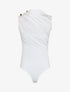 Body sans manches satiné et drapé - Blanc - 1