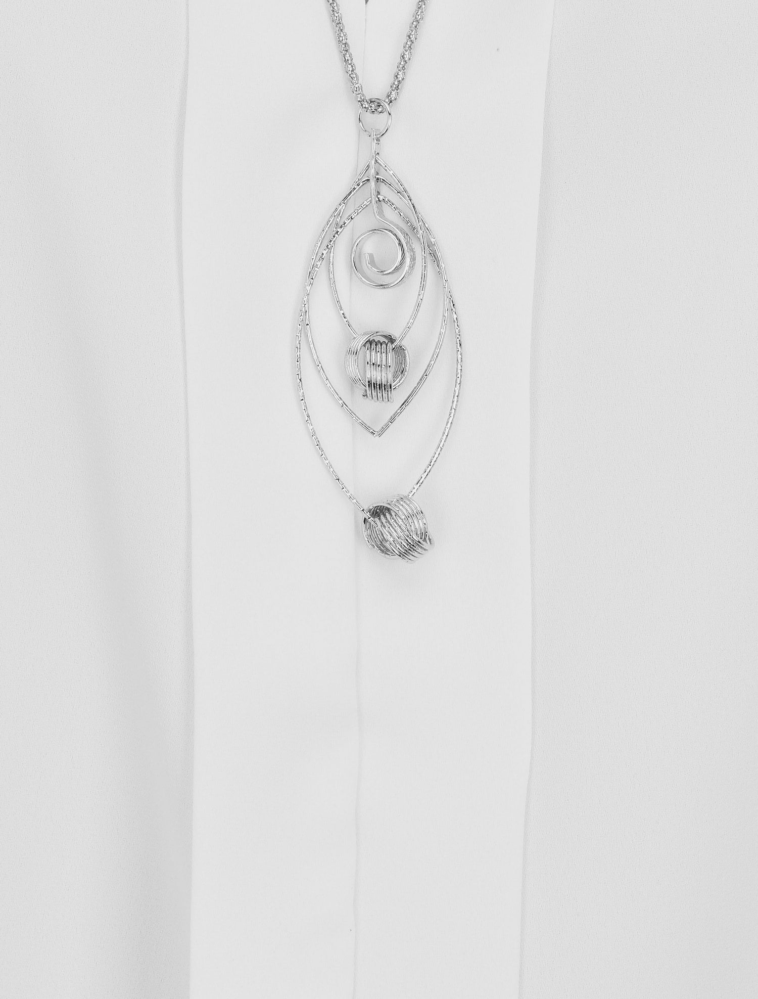 Top sans manches en voile avec bijou - Blanc - 3