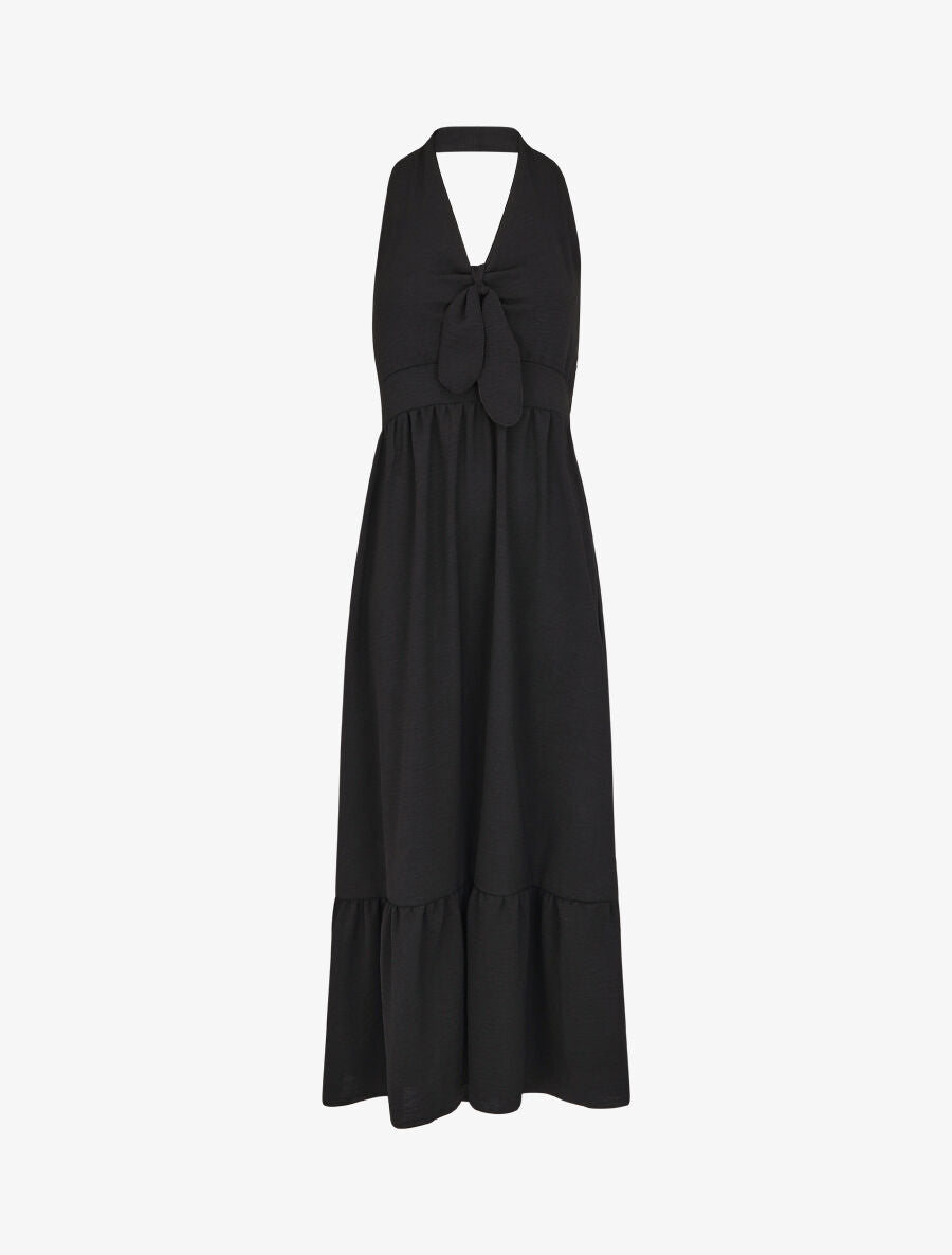 Robe longue unie dos nu - Noir - 4