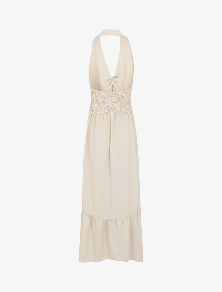 Robe longue unie dos nu - Beige - 2