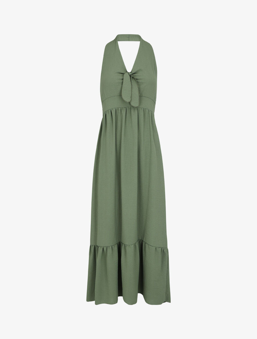 Robe longue unie dos nu - Kaki - 1