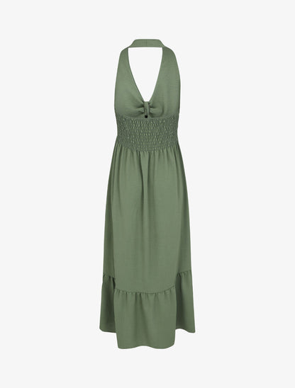Robe longue unie dos nu - Kaki - 2