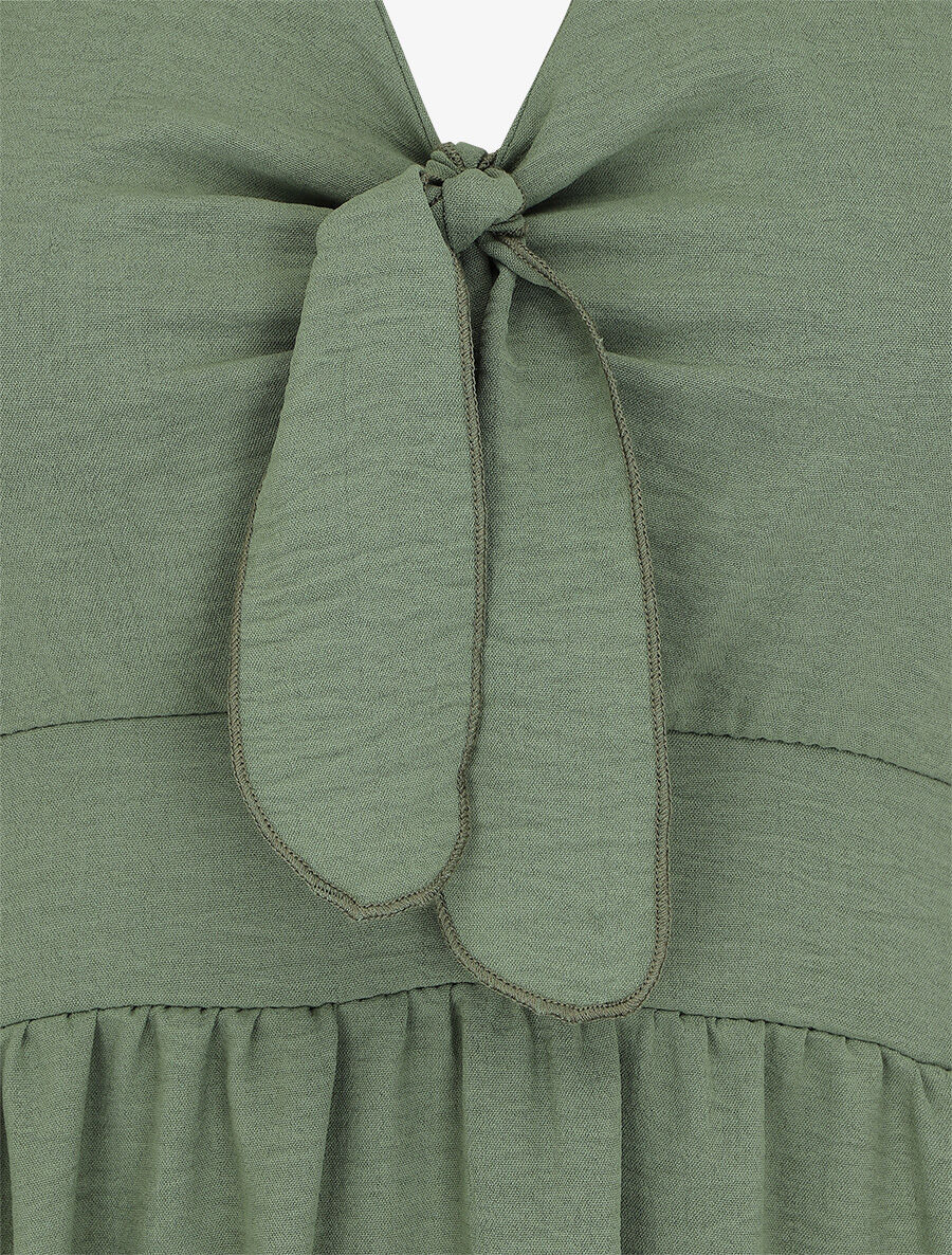 Robe longue unie dos nu - Kaki - 3