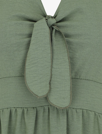 Robe longue unie dos nu - Kaki - 3