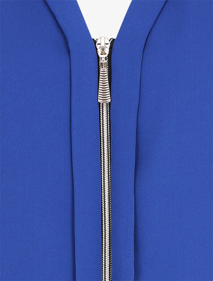 Top en voile uni zippé - Bleu roi - 3