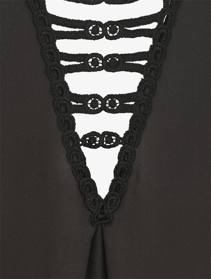 Top sans manches col cache-coeur dos en crochet - Noir - 3