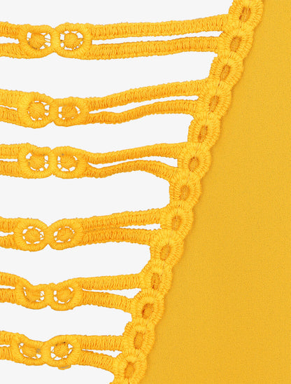 Top sans manches col cache-coeur dos en crochet - Jaune - 3