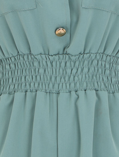 Combishort fluide à taille élastiquée - Bleu canard - 3