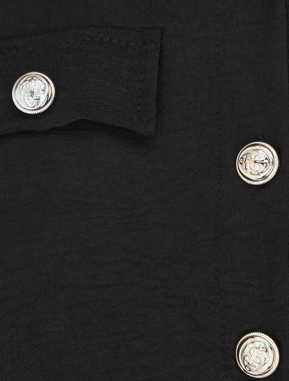Robe unie à taille élastiquée - Noir - 3