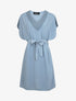 Robe droite unie ceinturée - Bleu ciel - 5