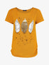 Top uni en maille fine à motif plumes irisées - Jaune moutarde - 5